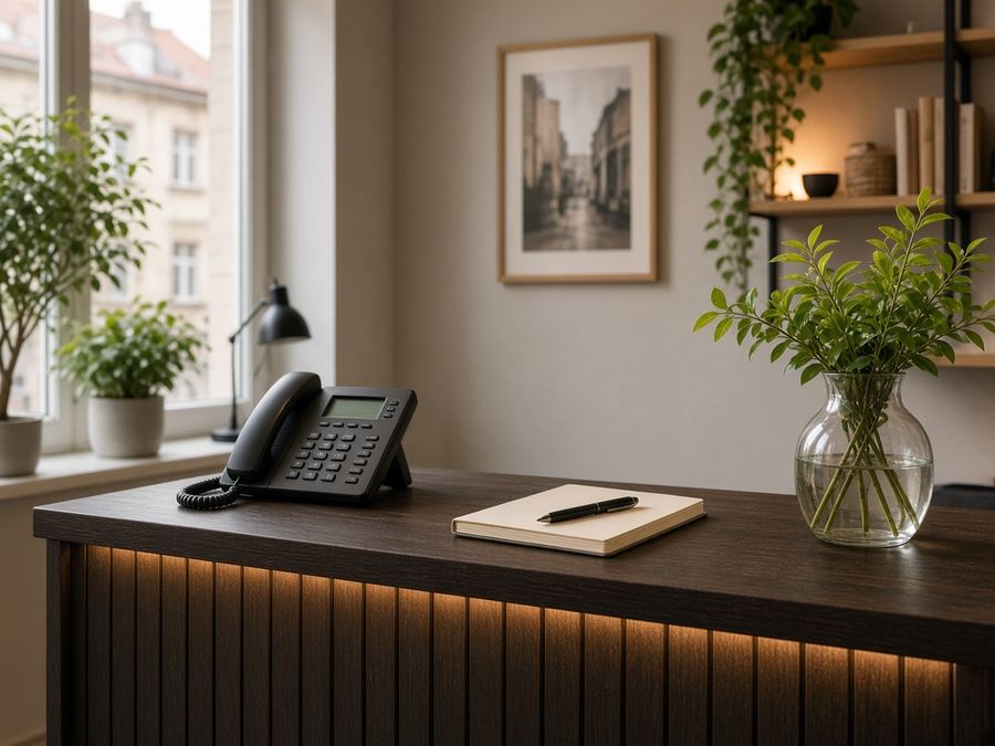 Contact desk at Leggepenit Workshops in Kaunas